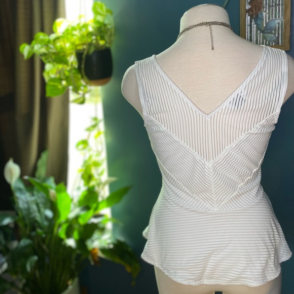 Bebe White Striped Peplum Top - Picture 5 of 5